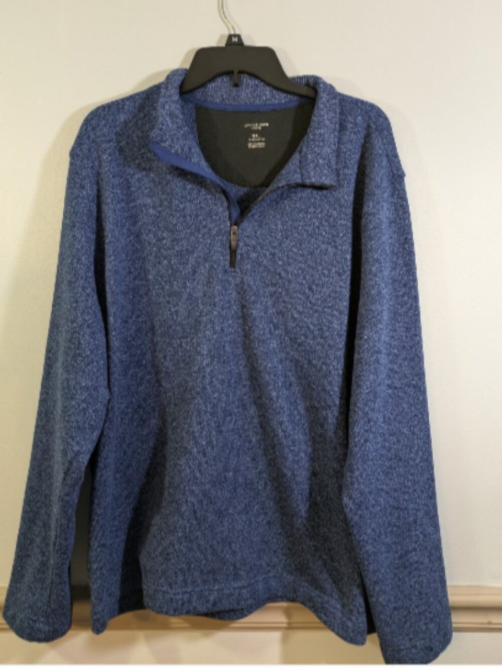Van Heusen Men's 2XL Natural Stretch 1/4 Quarter Zip Classic Fit Blue Sweater